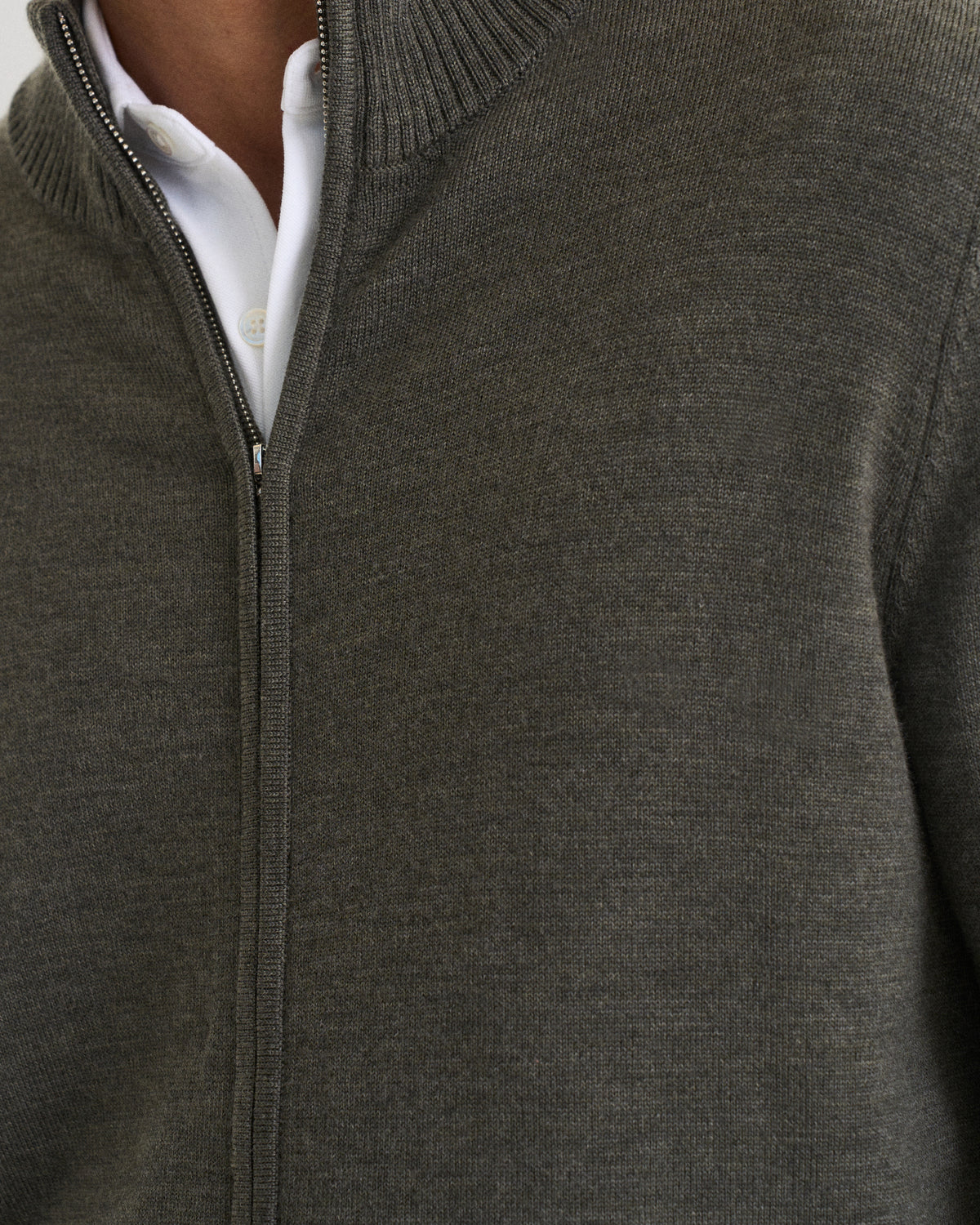 Ralph merino full zip dark green