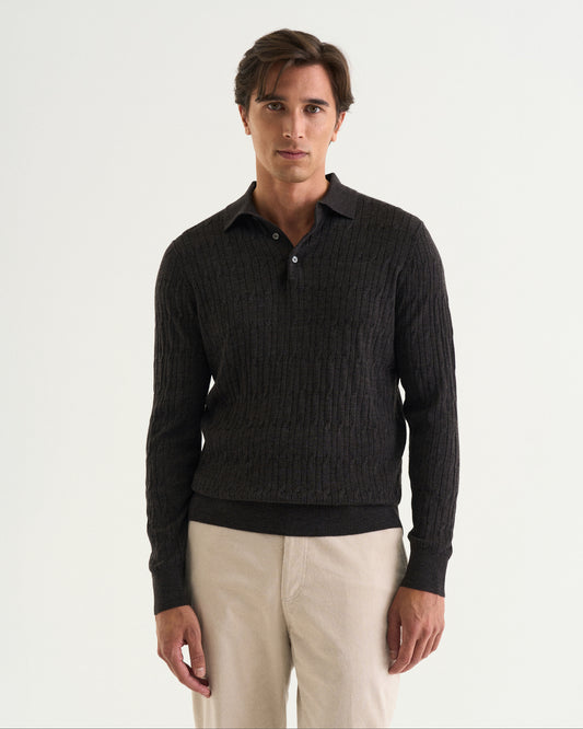 Max cable polo shirt brown