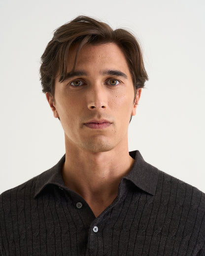 Max merino cable polo brown