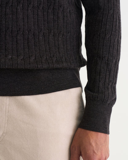 Max merino cable polo brown