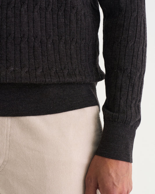Max merino cable polo brown