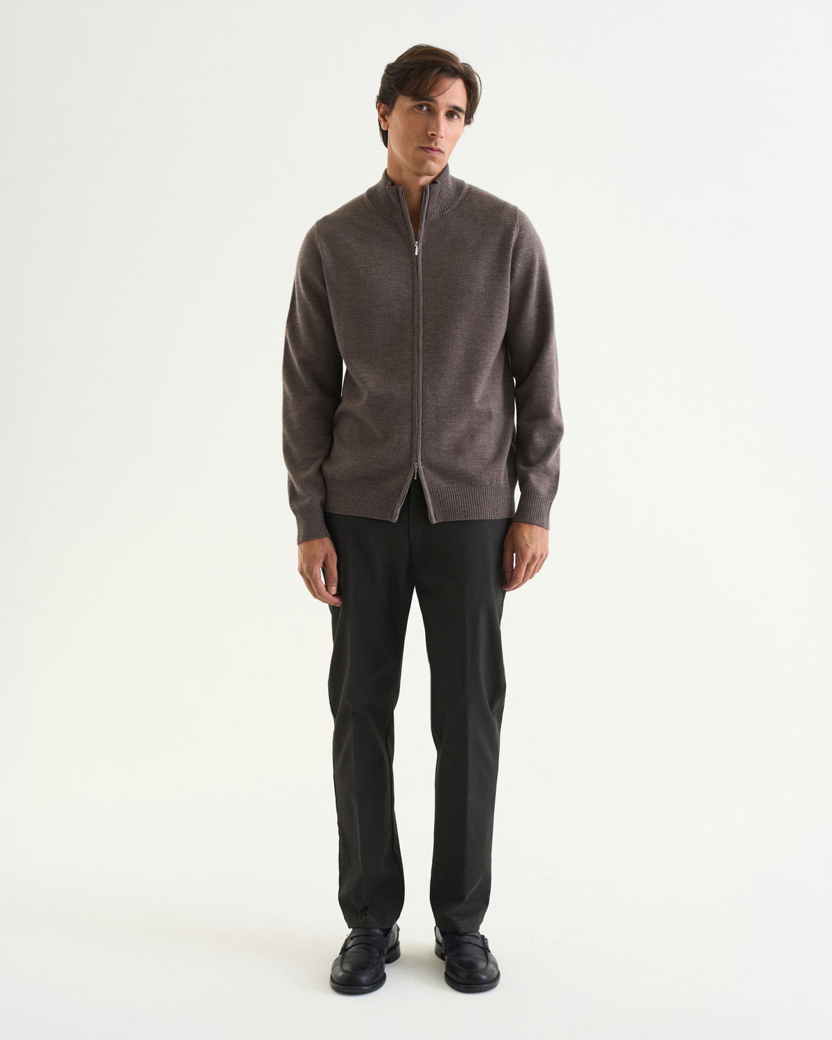 Ralph merino full zip Brown