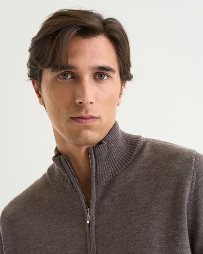 Ralph merino full zip Brown