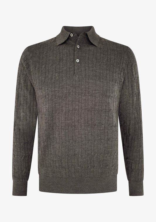 Max cable polo shirt brown