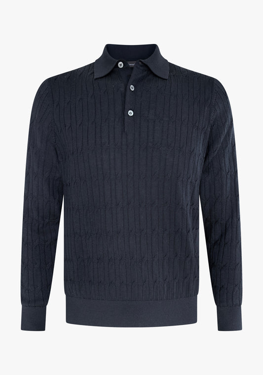 Max cable polo shirt navy