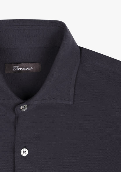Felix Cotton Pique Shirt Navy