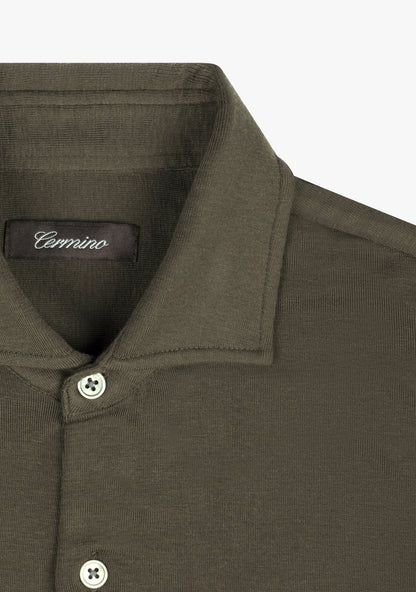Wool jersey shirt Olive