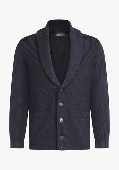 Oscar Lapel Cardigan Navy