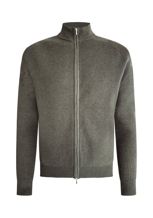 Oscar rib full zip olive green