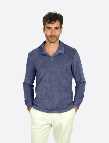 Riviera Terry Polo Long Sleeve Smokey blue