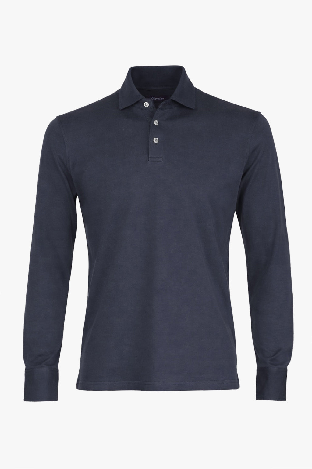 Theo Jersey Cotton Long Sleeve Polo Navy