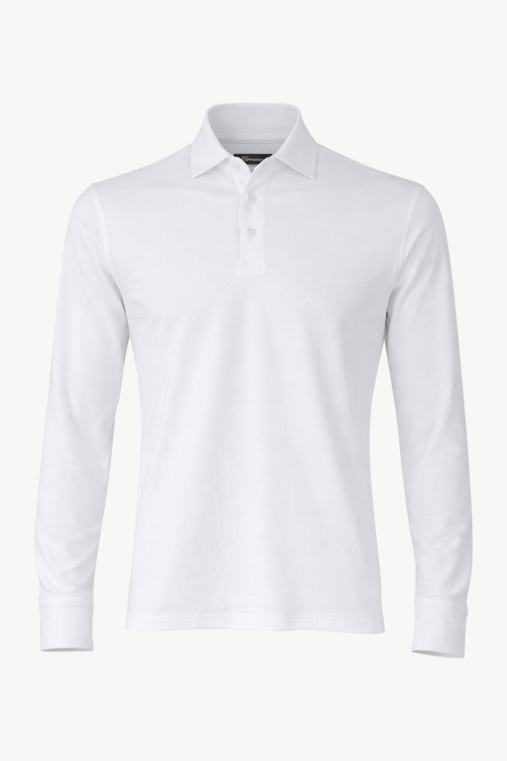 Theo Jersey Cotton Long Sleeve Polo White