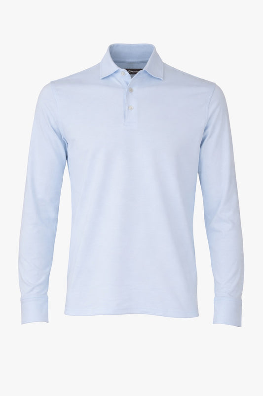 Theo Jersey Cotton Long Sleeve Polo Light blue