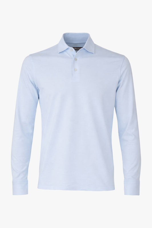Theo Jersey Cotton Long Sleeve Polo Light blue