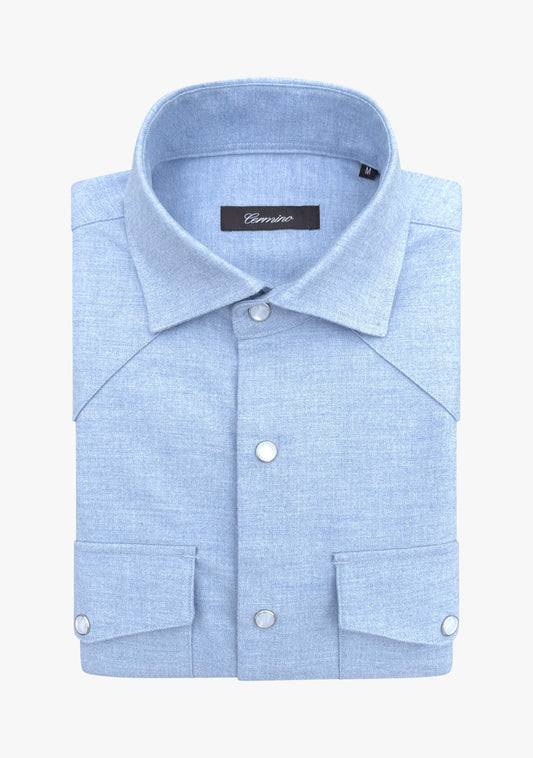 Western flannel shirt light blue