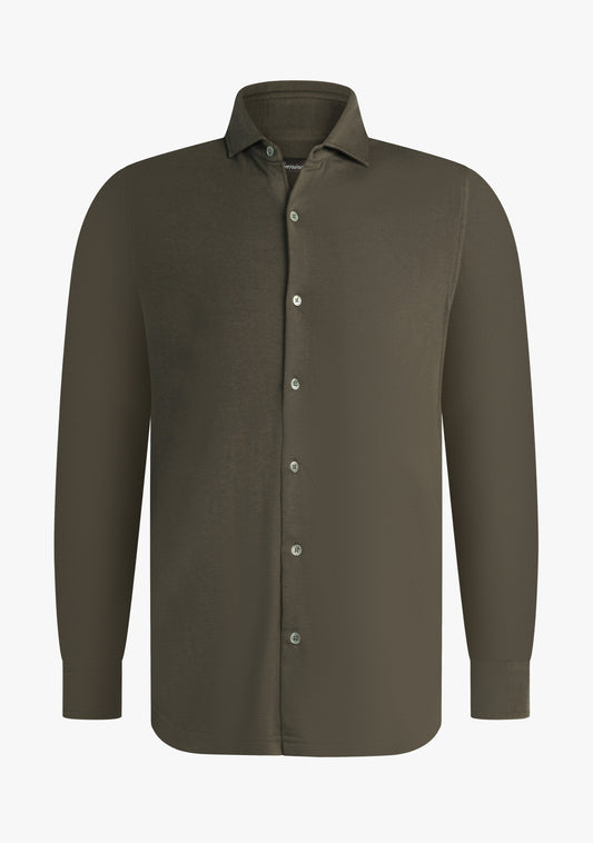 Wool jersey shirt Olive